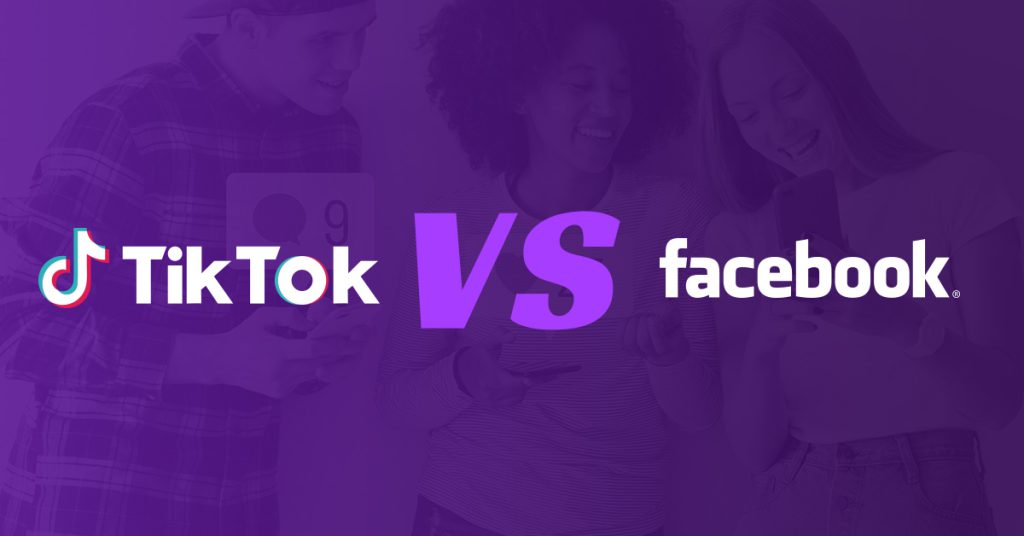 tik tok vs facebook purple background